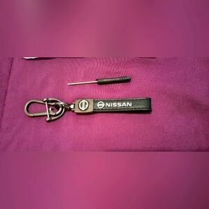 Nissan leather keychain w/Lock & mini screwdriver